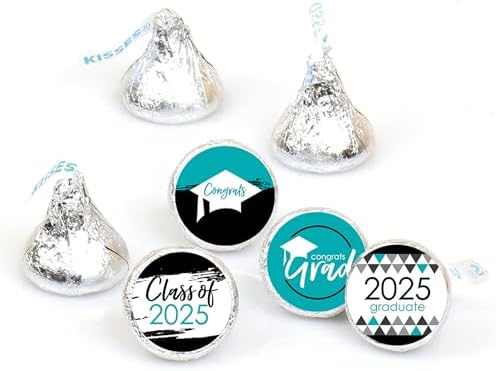 Big Dot of Happiness 2025 Teal Graduation Candy Sticker Favors 1
