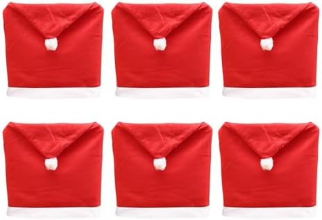 Christmas Chair Covers Set of 6 Santa Hat Decor