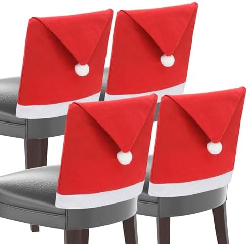 MoNiBloom 4-Piece Christmas Chair Covers Red Non-Woven