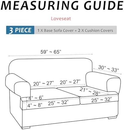 Molasofa 3 Piece T Cushion Loveseat Slipcover Set