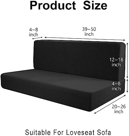 RV Dinette Cushion Covers - Stretchable Loveseat Sofa Protector Black