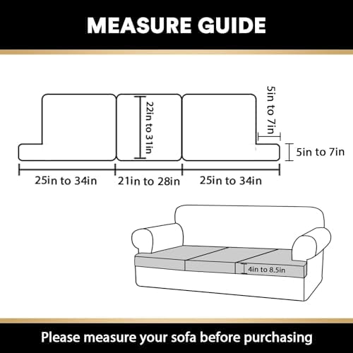 PrinceDeco 3 Piece T Cushion Slipcovers with Elastic Bottom