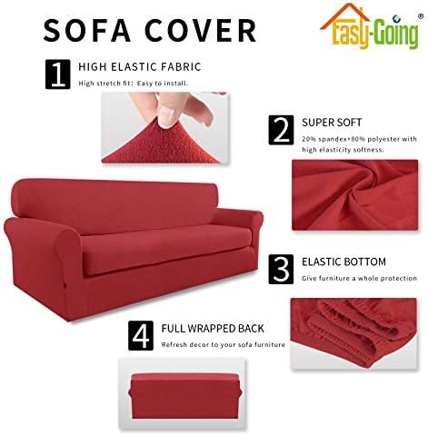Easy-Going 2 Pieces Microfiber Stretch Sofa Slipcover - Spandex Soft Fitted Couch Cover