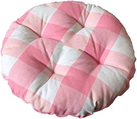 Momahoda 12 Inch Round Bar Stool Cover Cushion with Elastic Fabric Pink Plaid