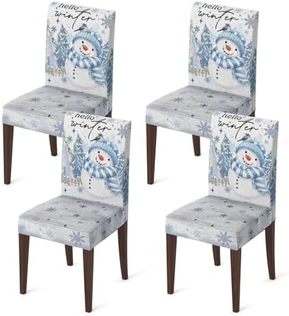 Horaldaily 4PCS Christmas Dining Chair Covers with Snowman Design 1