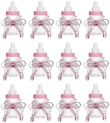 12 Pcs Baby Bottle Shower Favor with Blue Tops Pink