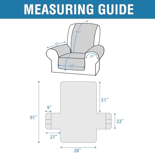 HVERSAILTEX 100 Waterproof Recliner Slip Covers with Elastic Straps