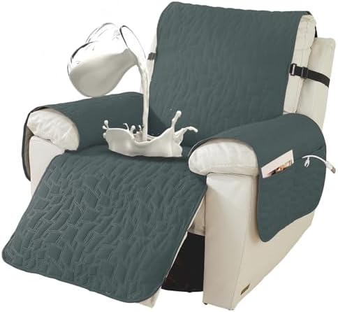 XINEAGE Waterproof Recliner Chair Cover with Pockets and Elastic Straps