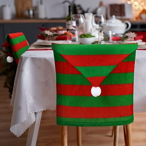 Newwiee 8 Pcs Christmas Chair Covers Set Santa Hat Slipcover
