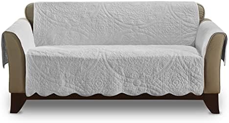 SureFit Heirloom Quilted Cotton Loveseat Cover with Scallop Edge