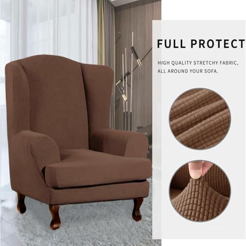 INFLAG Wing Chair Slipcovers 2 Piece Stretch Spandex Covers