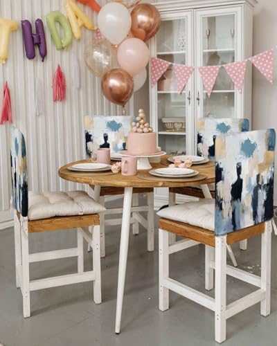 Modern Abstract Oil Painting Chair Covers Set of 4