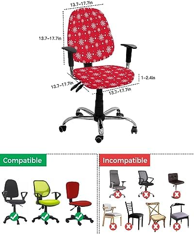 Christmas Snowflake Office Chair Covers 2 Piece Soft Stretchable