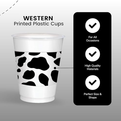 Western Printed Plastic Cups 16 oz Pack of 25