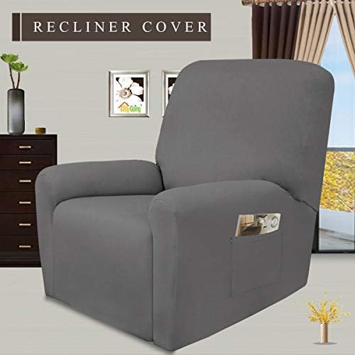 Easy-Going 4-Piece Microfiber Stretch Recliner Slipcover - Light Gray