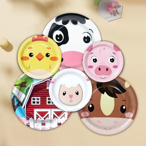 180Pcs Farm Animals Party Plates and Napkins Set