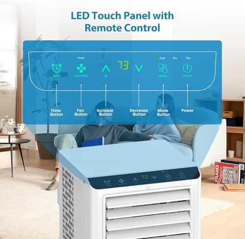 8000 BTU Portable AC 3-in-1 Cooling Dehumidifier Fan
