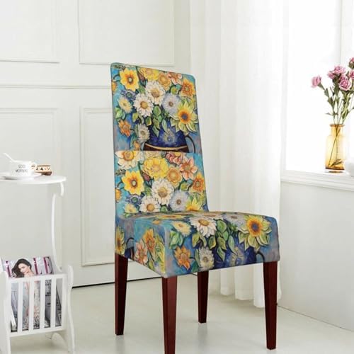 ViLLeX Stretchy Dining Chair Slipcovers with Flower Print