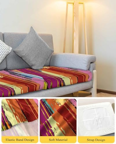 Kewadony 2 Pcs Modern Abstract Art Canvas Sofa Seat Covers Waterproof Washable
