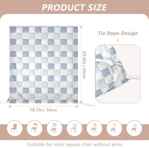 EtherSpher Oil on Canvas Gray White Checkered Dining Chair Slipcover Set of 6