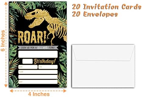 Gold Dinosaur Birthday Invitations 20 Count Jungle Party Invites With Envelopes