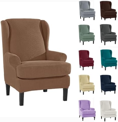 INFLAG Wing Chair Slipcovers 2 Piece Stretch Spandex Covers