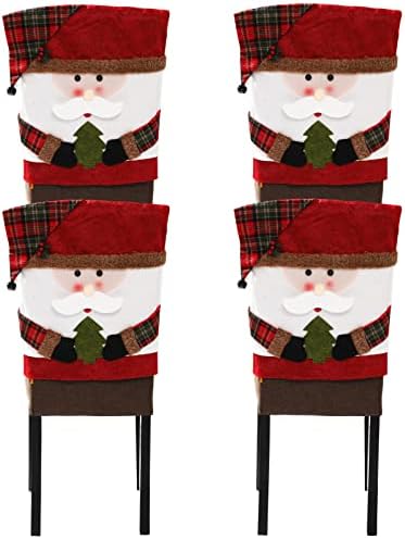 4PCS Christmas Chair Covers with Santa Claus Decor