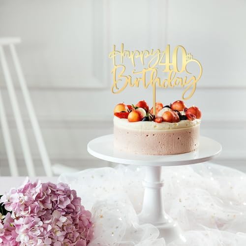 Happy 40th Birthday Cake Topper Mirrored Gold