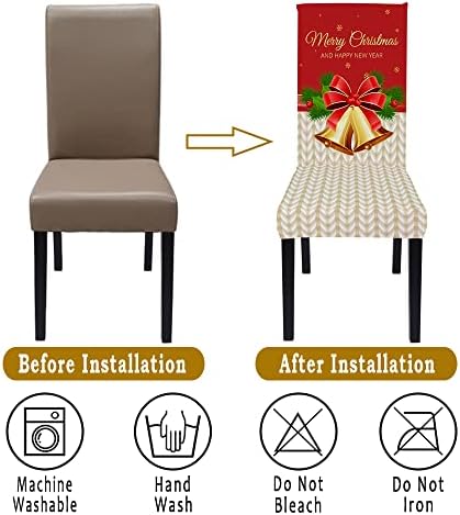 ITFRO Christmas Chair Covers Set of 6 Red Wine and Beige
