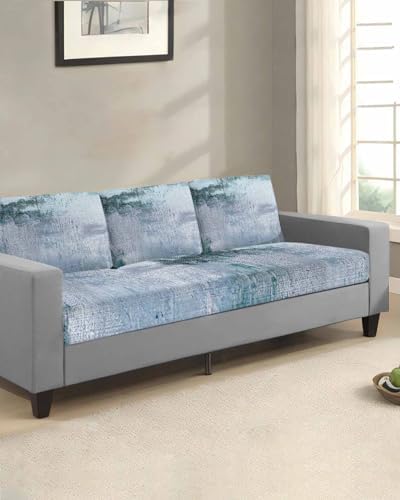 Kewadony 3 Pcs Blue Sofa Seat Covers Waterproof Non-Slip Stretchy
