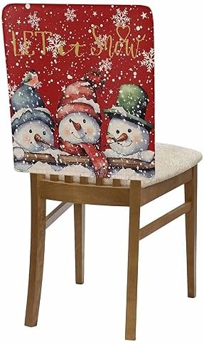 LiDU Red Snowman Christmas Chair Covers Set of 4 for Dining Room