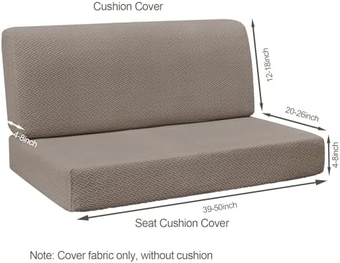 RV Dinette Cushion Covers Stretchable Fabric 2 Piece Set Light Coffee