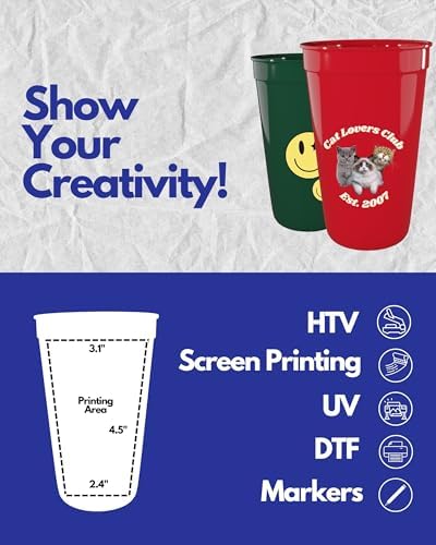 PartyPrints 10 Pack Reusable Plastic Cups 22 oz 1