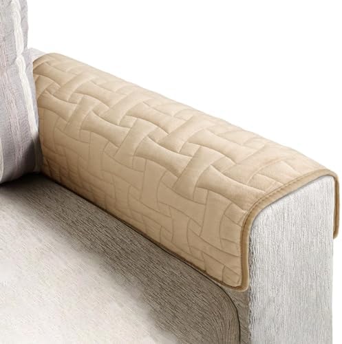 Velvet Sectional Sofa Covers 26x26 Inch Non-Slip Waterproof 2 Piece Beige