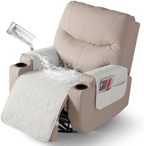 VANSOFY Recliner Chair Covers 22 Inch Waterproof Slipcover with Storage Pockets