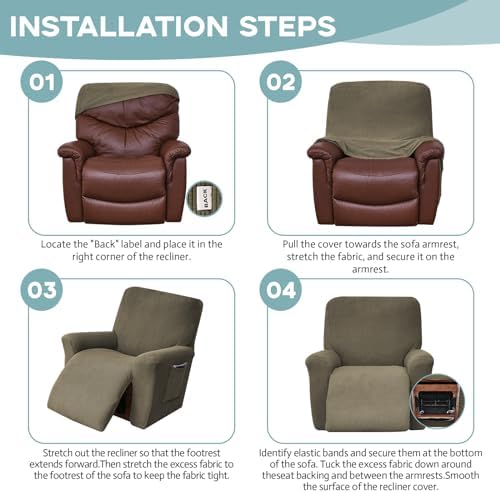 Recliner Chair Cover for Lazy Boy Recliner Khaki 1 Piece