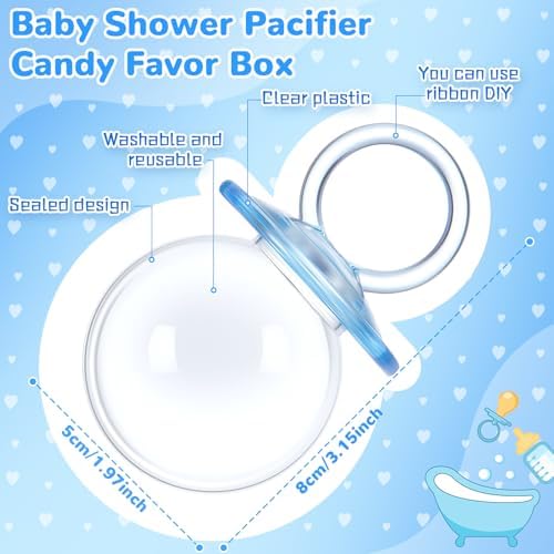 24 Pcs Blue Pacifier Candy Bottles for Baby Shower Favors