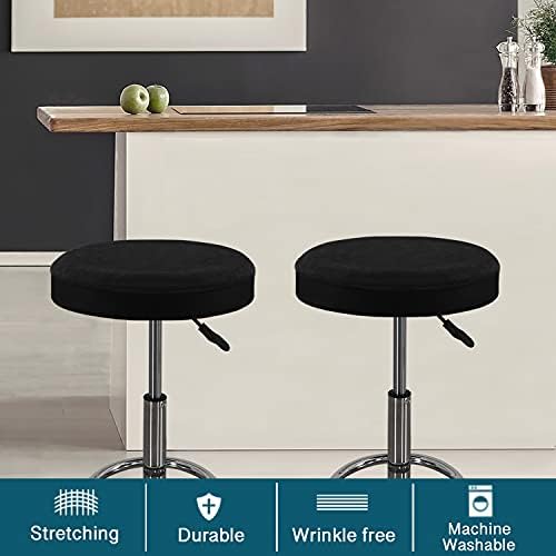 Turquoize 2 Pack Round Bar Stool Covers with Elastic Bands Black