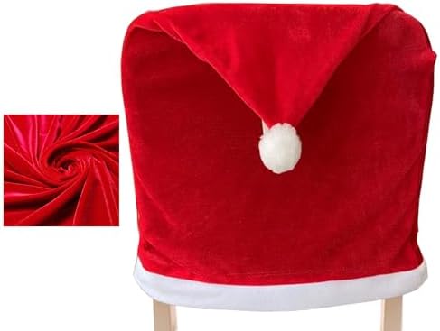 6 Pack Christmas Chair Covers Red Velvet Santa Hat Dining Chair Back Covers