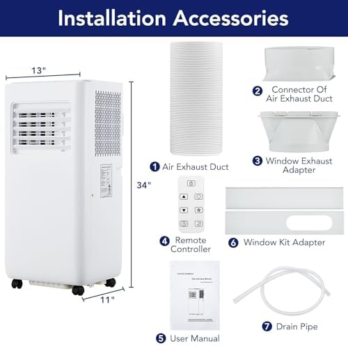 GoyRrbay 10000 BTU Portable Air Conditioner with Dehumidifier and Fan White
