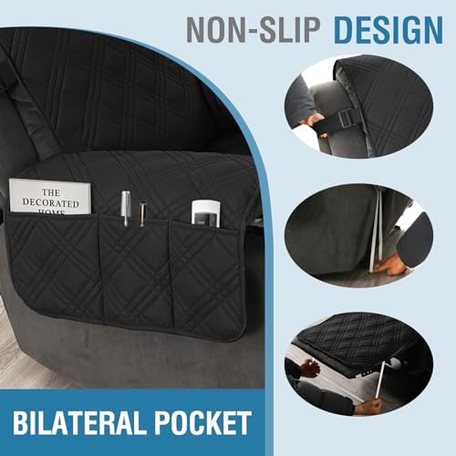 HVERSAILTEX 100 Waterproof Recliner Slip Covers with Elastic Straps