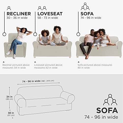 Zenna Home Chenille Stretch Sofa Slipcover Ivory Bone 1-Piece
