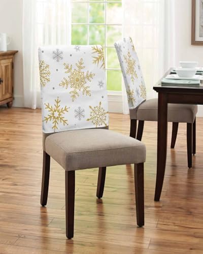 Gold Snowflake Dining Chair Slipcovers Set of 6 1