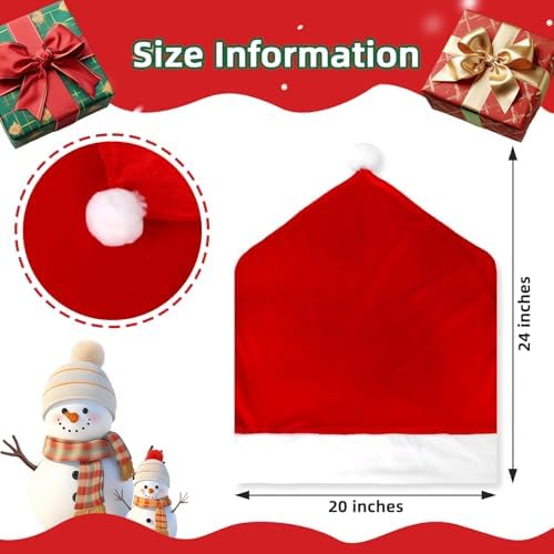Christmas Chair Covers Set of 6 Santa Hat Decor