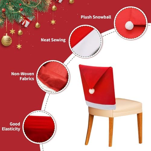 Red Santa Hat Dining Chair Covers Set of 4 1