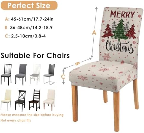 Christmas Chair Covers Set of 6 for Dining Room