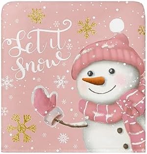 Pink Snowman Christmas Chair Covers Set of 4 for Dining Room 1