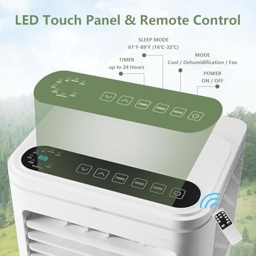 MilleLoom Portable AC 10000 BTU 450 Sq Ft with Dehumidifier Timer Remote