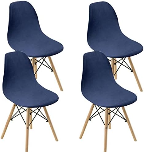 Daunkang Dining Chair Covers Set of 4 Velvet Navyblue