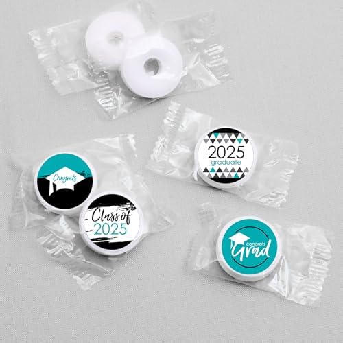 Big Dot of Happiness 2025 Teal Graduation Candy Sticker Favors 1